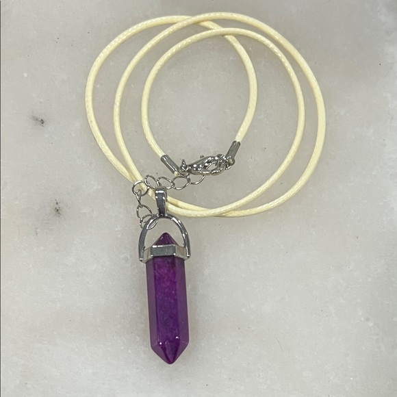 Purple Brazilian Amethyst Crystal Point Pendant Necklace - Picture 2 of 4